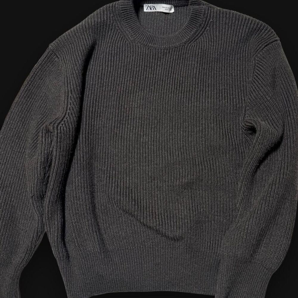 Zara Women's Grey and Blue Jumper